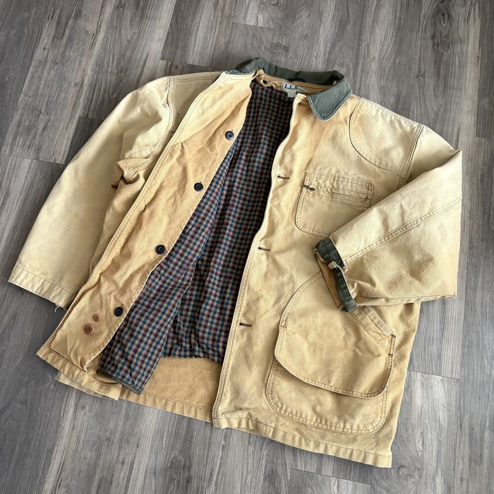 Vintage LL Bean Barn Coat Men's Size XL Field Chore Jacket Faded Flannel Lined